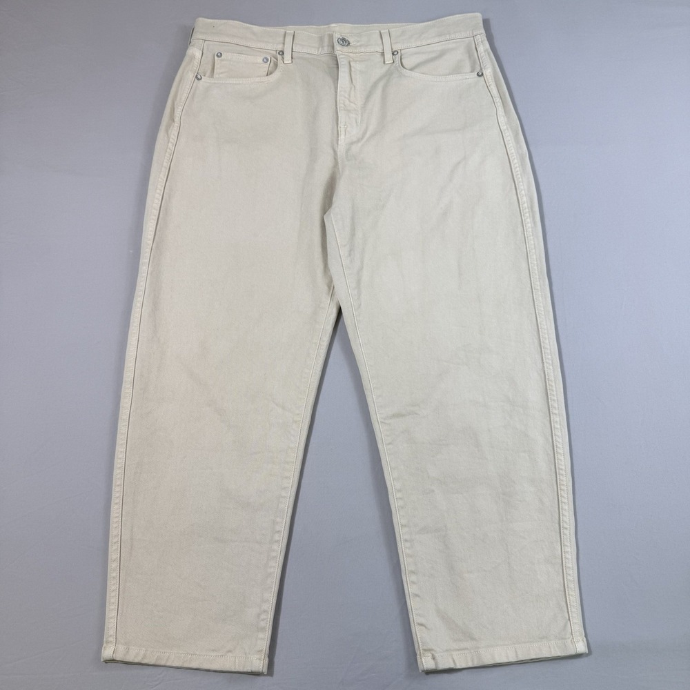AYR Jeans Womens 36x26 High Rise The Beat Drop Ankle Cropped Cream Beige Tapered
